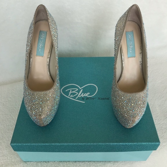 Betsey Johnson Wish Womens Silver Fabric Platforms - Picture 2 of 3